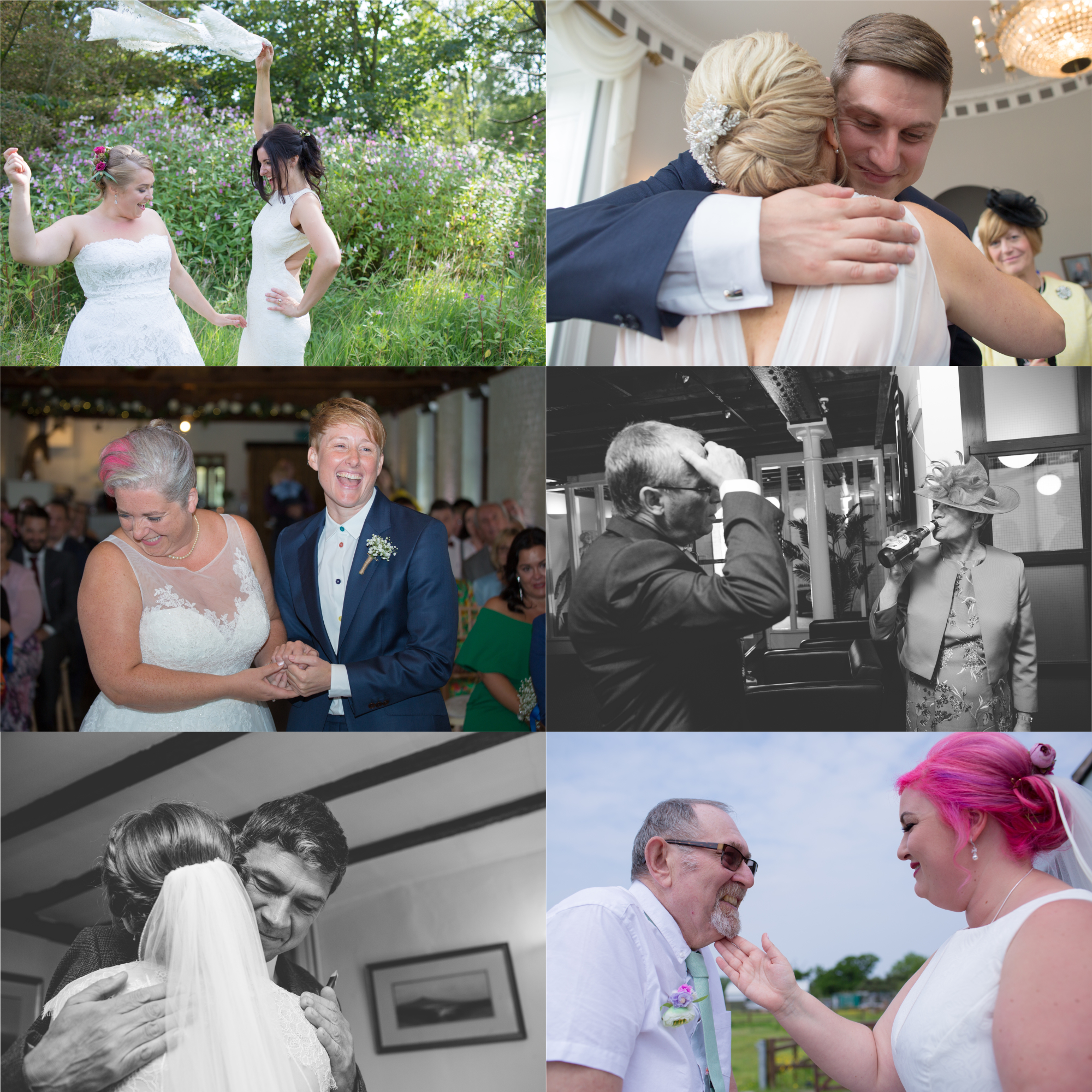 collage of six different wedding photos