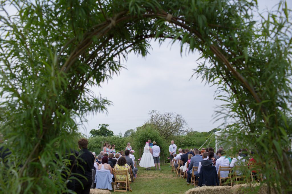 outdoor ceremony at Kings acre wedding venue