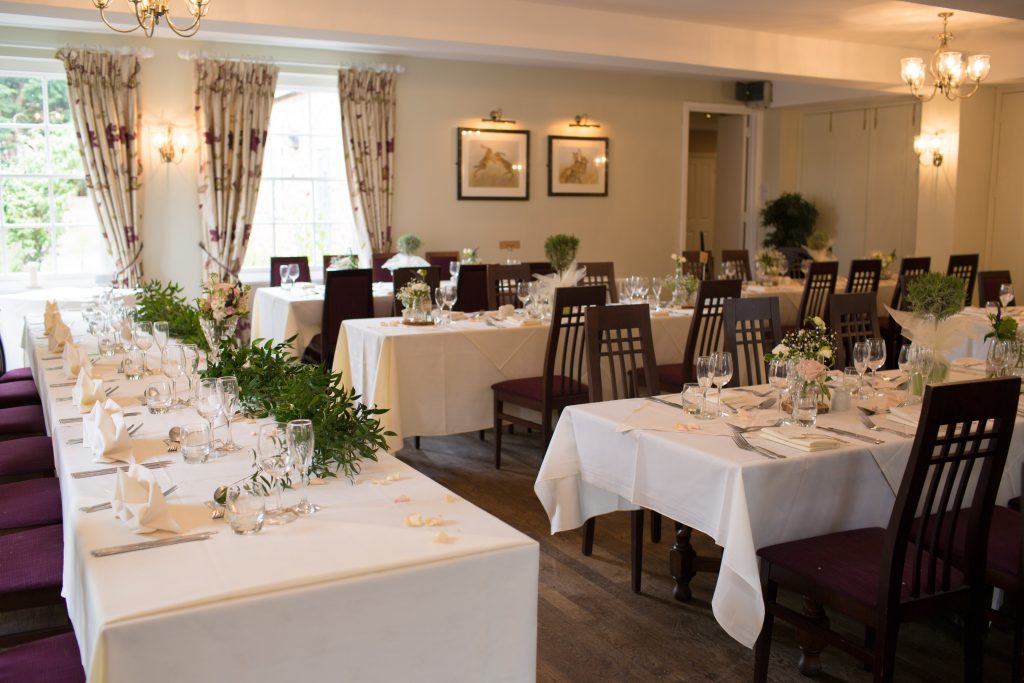 The Mytton and mermaid hotel wedding breakfast set up