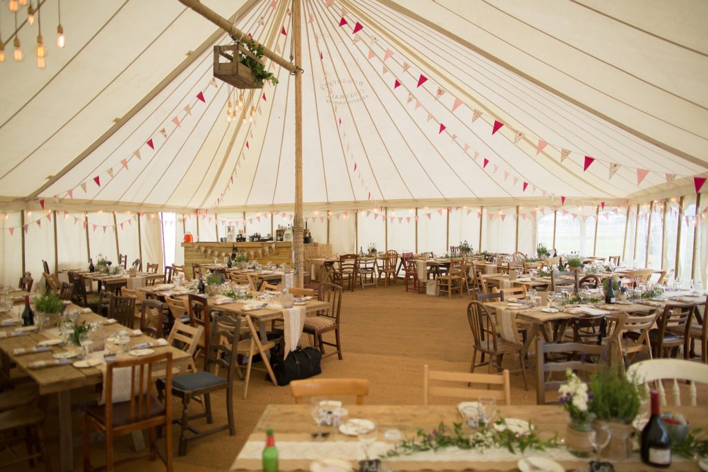 marquee set up for wedding breakfast