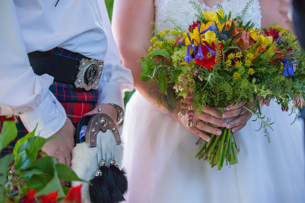 photo of bride holding bouquet