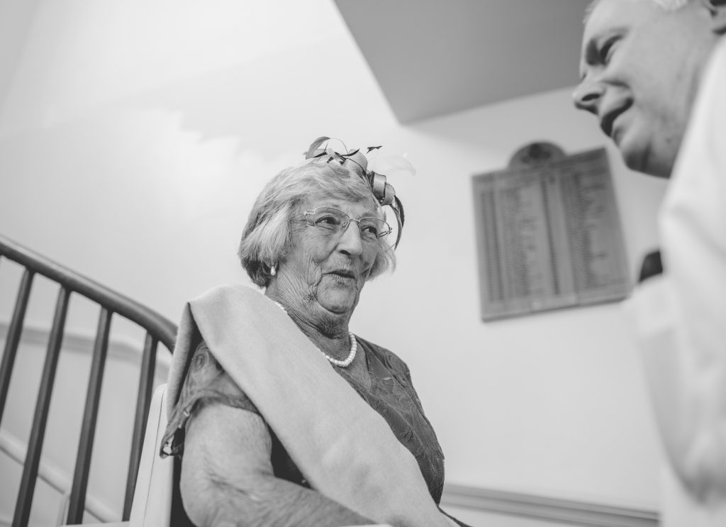 brides nan on stair lift in windsor guildhall