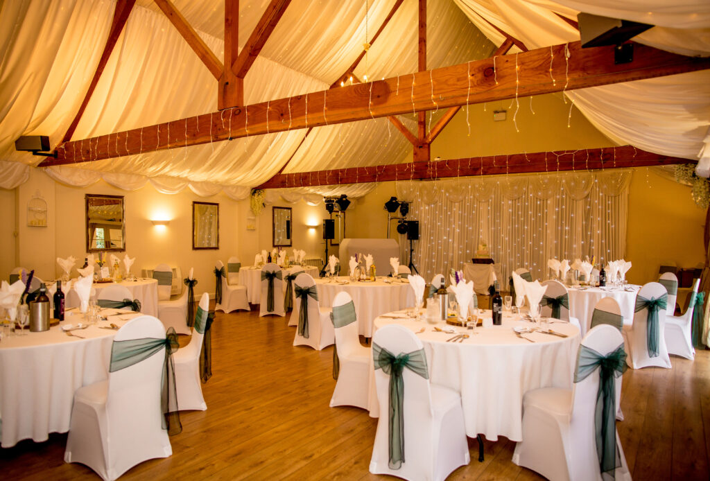 photo showing the Dovedale suite set up for a wedding breakfast