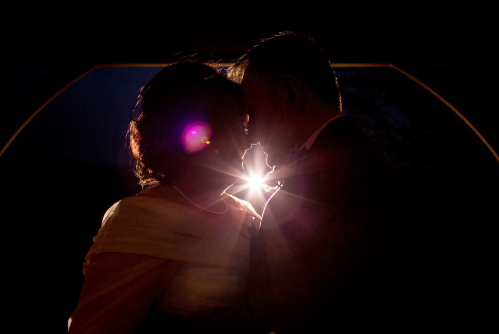 photo of bride and groom taken outside with off camera flash