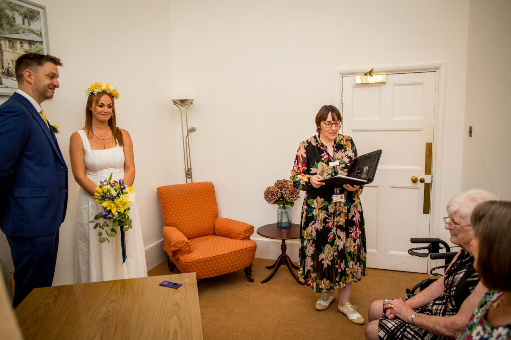 photo taken inside stafford registry office of wedding ceremony
