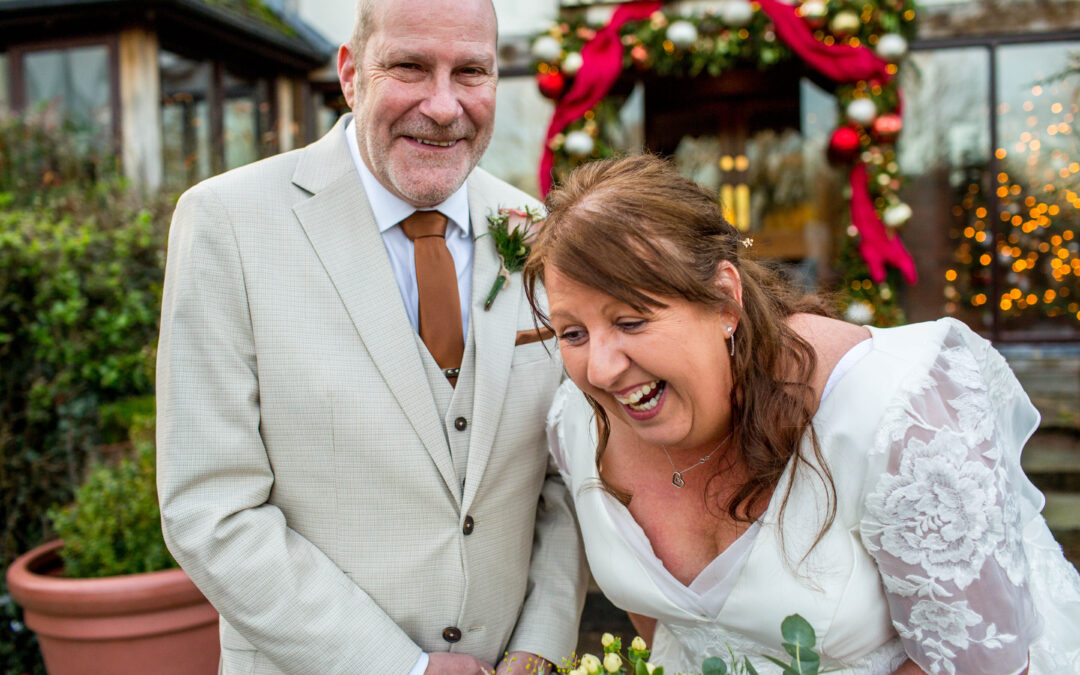 December wedding at The Moat House with Carl + Di.