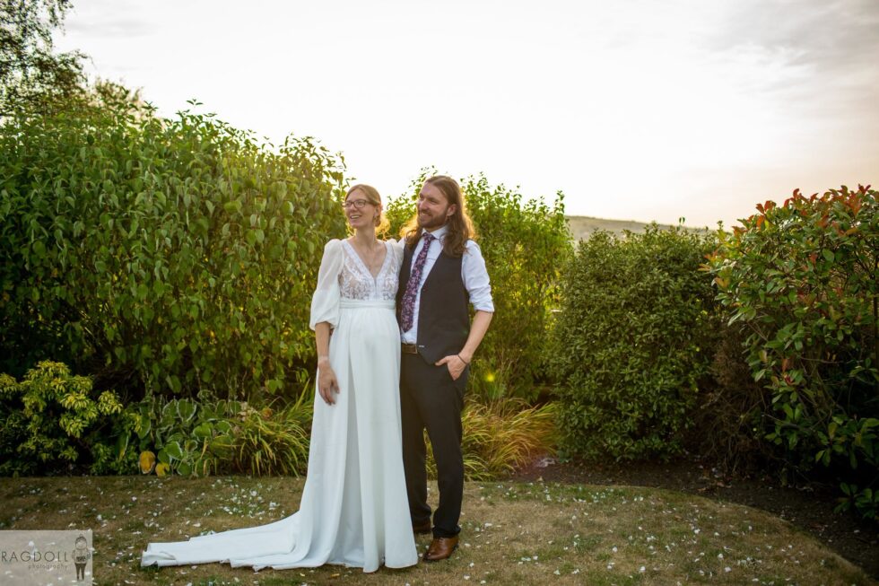 bride and groom stood together